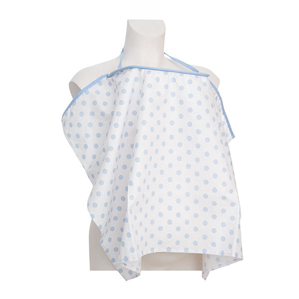 Ποδιά θηλασμού λευκό με πουά Σιέλ