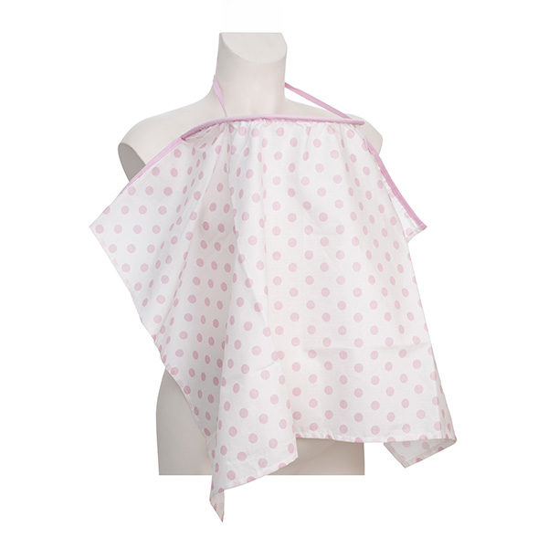 Ποδιά θηλασμού λευκό με πουά Ρόζ