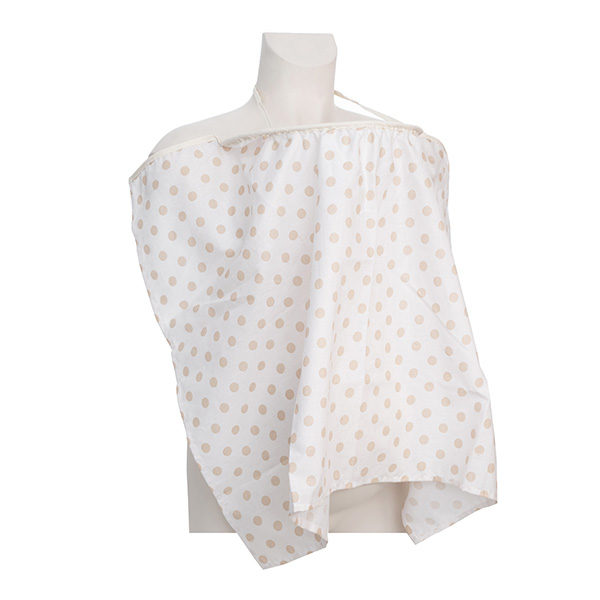 Ποδιά θηλασμού λευκή με μπεζ πουά