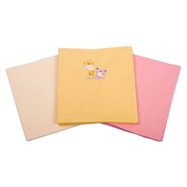 Πάνες Αγκαλιάς Βαμβακερές Μπέζ Ρόζ Κίτρινο Ζοο Σετ 3τεμ