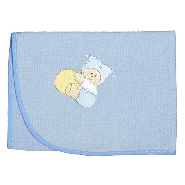 Πικέ Βαμβακερή Κουβέρτα  με Σχέδιο Αρλεκίνος Σιελ