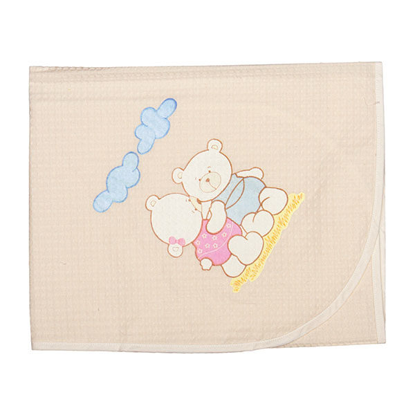 Πικέ Βαμβακερή Κουβέρτα με Σχέδιο Διδυμάκια Μπεζ