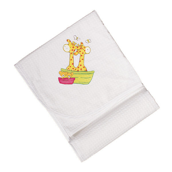 Πικέ Βαμβακερή Κουβέρτα Λευκή με Σχέδιο Καμηλοπάρδαλη