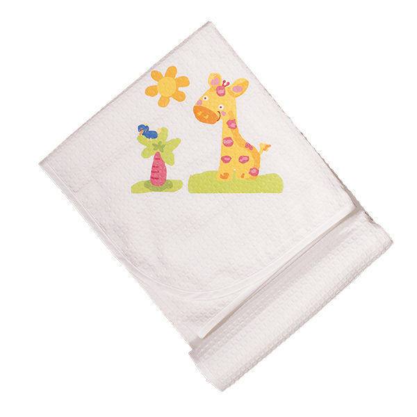 Πικέ Βαμβακερή Κουβέρτα Λευκή με Σχέδιο Jungle Σιελ