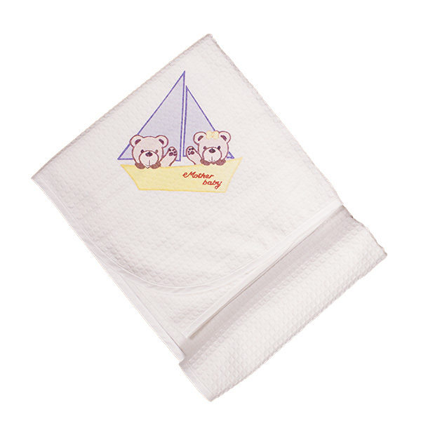 Πικέ Βαμβακερή Κουβέρτα Λευκή με Σχέδιο Καραβάκι