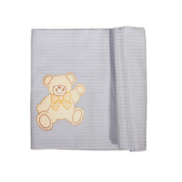 Πικέ Βαμβακερή Κουβέρτα Σιελ με Σχέδιο Αρκούδο