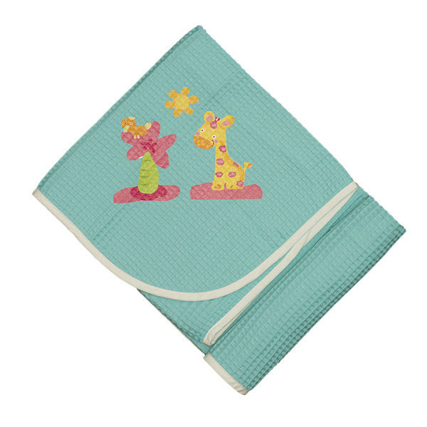 Πικέ Βαμβακερή Κουβέρτα Turquoise με Σχέδιο Jungle