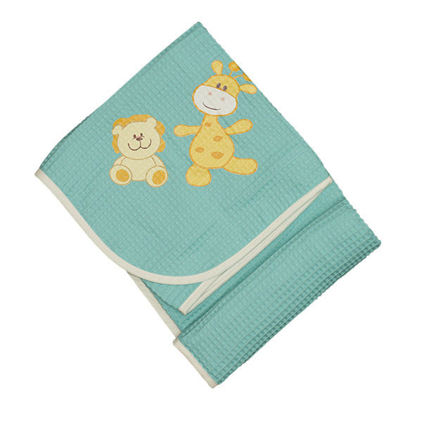 Πικέ Βαμβακερή Κουβέρτα Turquoise με Σχέδιο Lion