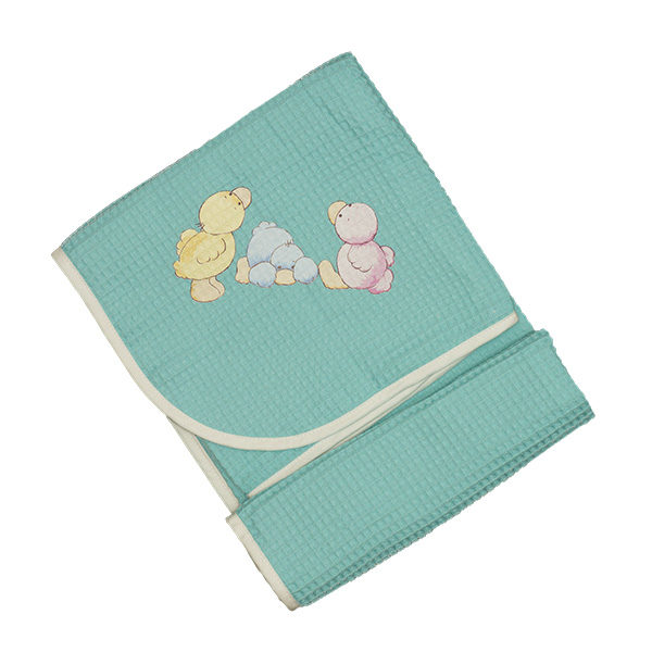 Πικέ Βαμβακερή Κουβέρτα Turquoise με Σχέδιο Παπάκια