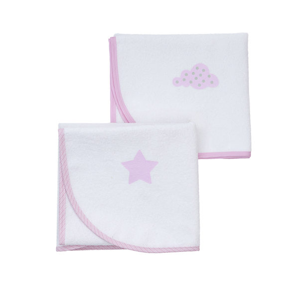 Σελτεδάκια αδιάβροχα Σύννεφο Αστέρι Ροζ 60x80εκ 2τμχ