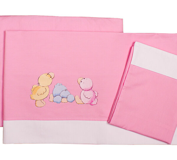 Σετ Σεντόνια Κούνιας, Παπί Ροζ 3 τεμ.