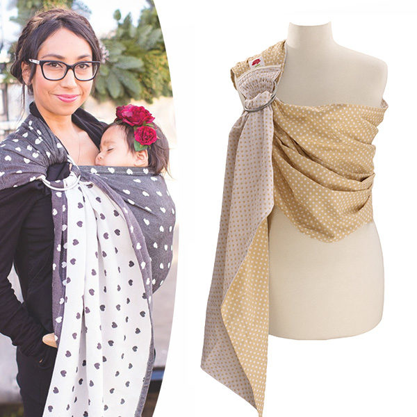 Ring Sling Motherbaby Λευκό με Μπεζ Πουά Βαμβακερό 0-15μ