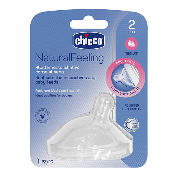 Θήλη Σιλικόνη Chicco Natural Feeling Μέτρια Ροή 2Μ+
