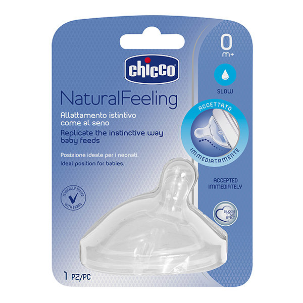 Θηλή Σιλικόνη Chicco Natural Feeling Κανονική Ροή 0Μ+