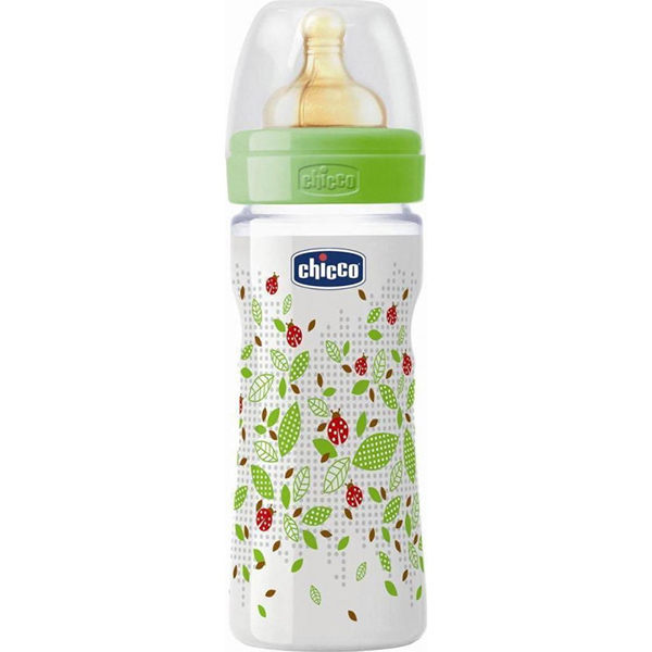 Μπιμπερό Πλαστικό Chicco Well Being Θηλή Καουτσούκ 2m+ 250ml Πράσινο |  Mother Baby