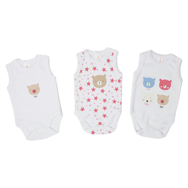 Ζιπουνάκια Βαμβακερά Αρκουδάκι Αστεράκι Ροζ 3τμχ (χμ)