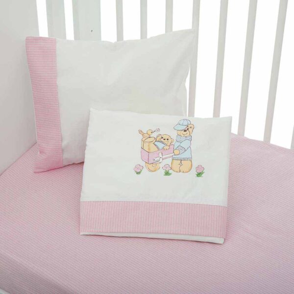 Σετ Σεντόνια Κούνιας, Κηπουρός Ροζ 3 τεμ.