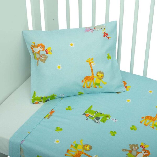 Φανελένια Σετ Σεντόνια Κούνιας, Σιέλ 3 τεμ.