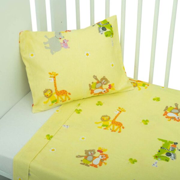 Φανελένια Σετ Σεντόνια Κούνιας, Κίτρινα 3 τεμ.