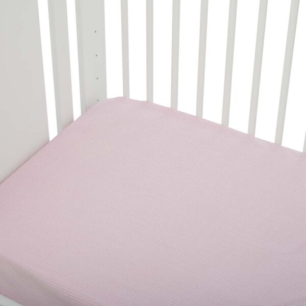 Κατωσέντονο Βαμβακερό με Λάστιχο Ριγέ Ροζ 74x140εκ.