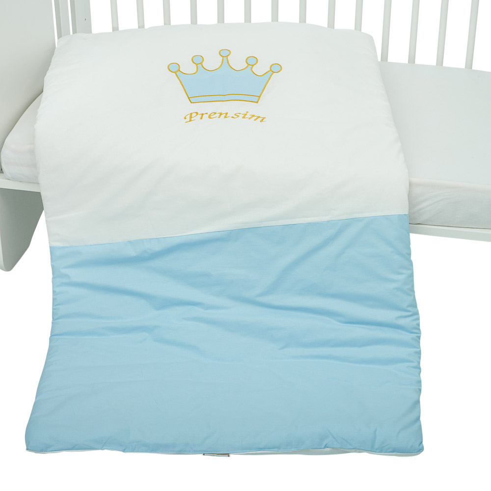 Πάπλωμα Κούνιας με Κέντημα Crown Prince Blue 75x120εκ. | Mother Baby