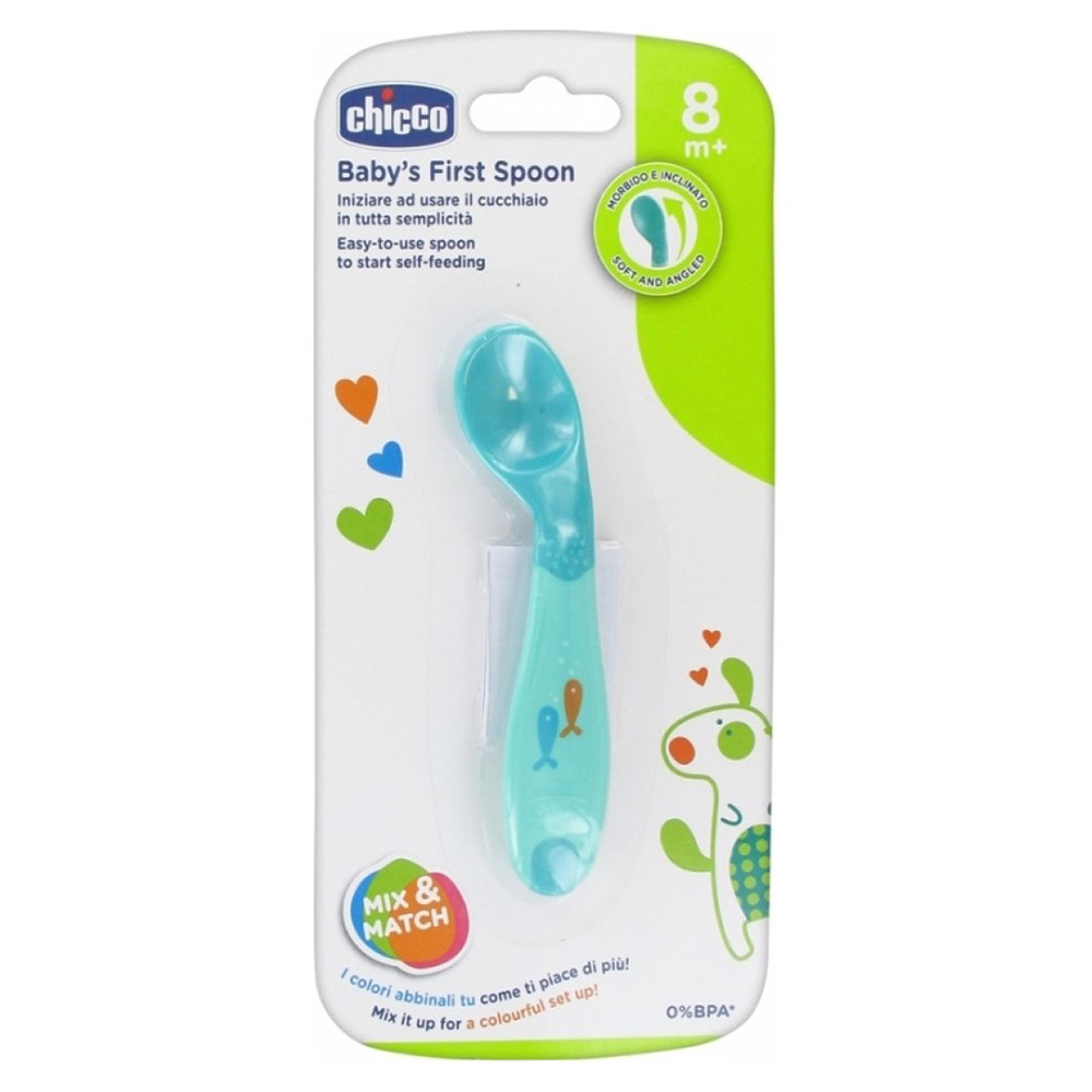 Κουτάλι Σιλικόνης Αρχής Chicco Baby's First Spoon Blue 8m+ | Mother Baby