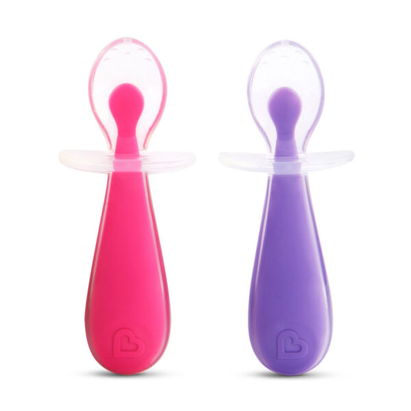 Εκπαιδευτικά Κουταλάκια Munchkin Gentle Silicone Spoons Σετ 2τεμ. Ροζ/Μωβ 6m+