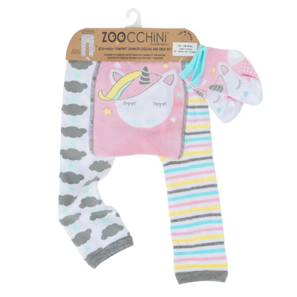 Zoocchini Ρούχα για Μπουσούλημα Grip+Easy Crawler Pants & Socks Set –Allie the Alicorn 12-18m