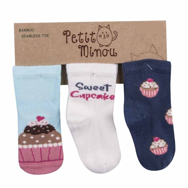 Καλτσάκια Bamboo για Κορίτσι Petit Minou Sweet Cupcake 3τεμ