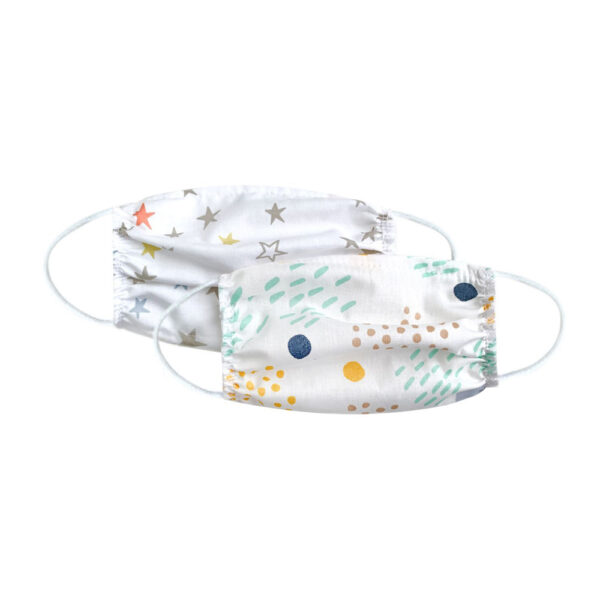 Βαμβακερές Μάσκες Προστασίας Kikkaboo Spots & Colorful Stars 2 τεμ.15cm