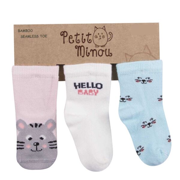 Καλτσάκια Bamboo για Κορίτσι Petit Minou Hello Baby 3τεμ