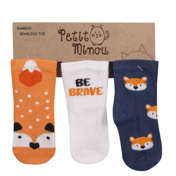 Καλτσάκια Bamboo για Αγόρι Petit Minou Be Brave 3τεμ