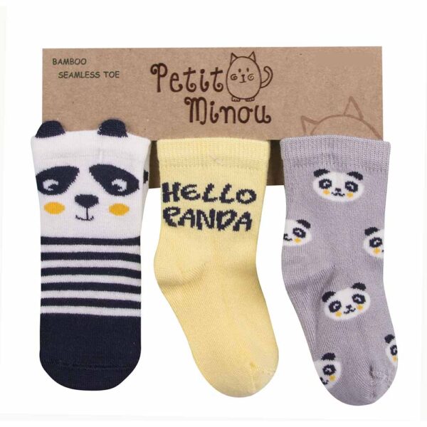 Καλτσάκια Bamboo για Αγόρι Petit Minou Hello Panda 3τεμ