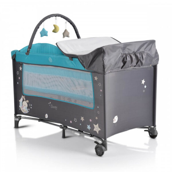 Παρκοκρέβατο Moni Cangaroo Sleepy Turquoise