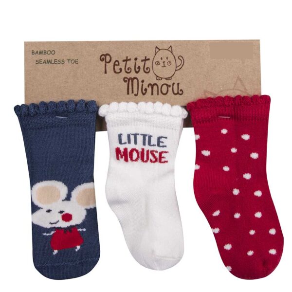 Καλτσάκια Bamboo για Κορίτσι Petit Minou Little Mouse 3τεμ