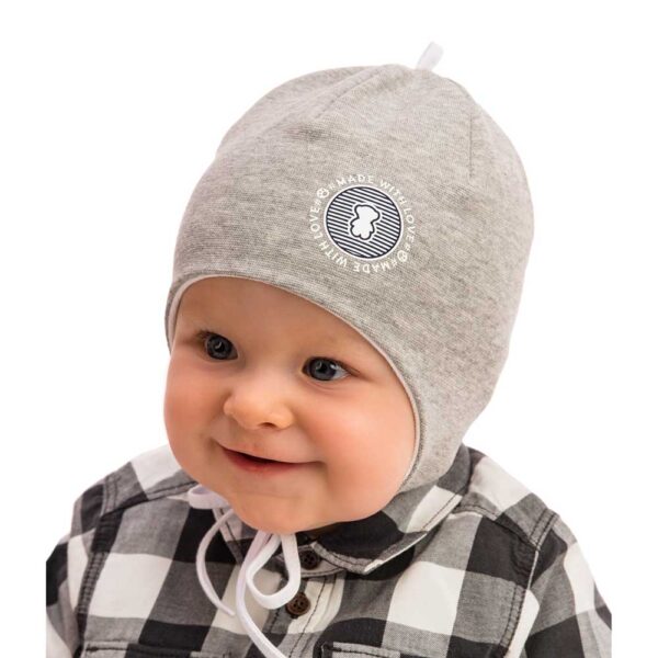 Βρεφικό Σκουφάκι Motherbaby Βαμβακερό Made With Love Μπεζ