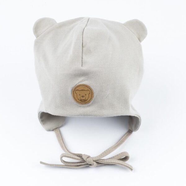 Βρεφικό Σκουφάκι Βαμβακερό Γκρι Αρκουδάκι
