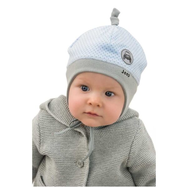 Βρεφικό Σκουφάκι Βαμβακερό Jeep Γκρι Σιέλ