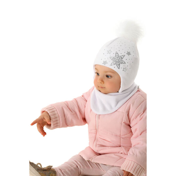 Βρεφικό Σκουφάκι Με Επένδυση Λευκό με Αστέρια