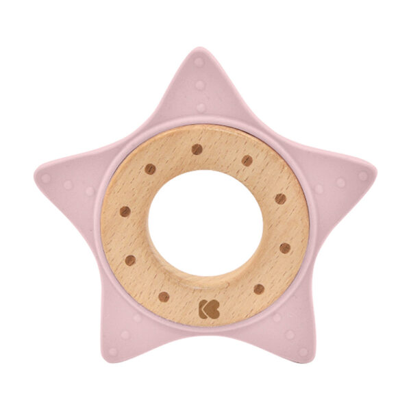 Μασητικό απο Σιλικόνη και Ξύλο Kikkaboo Star Pink  0m+