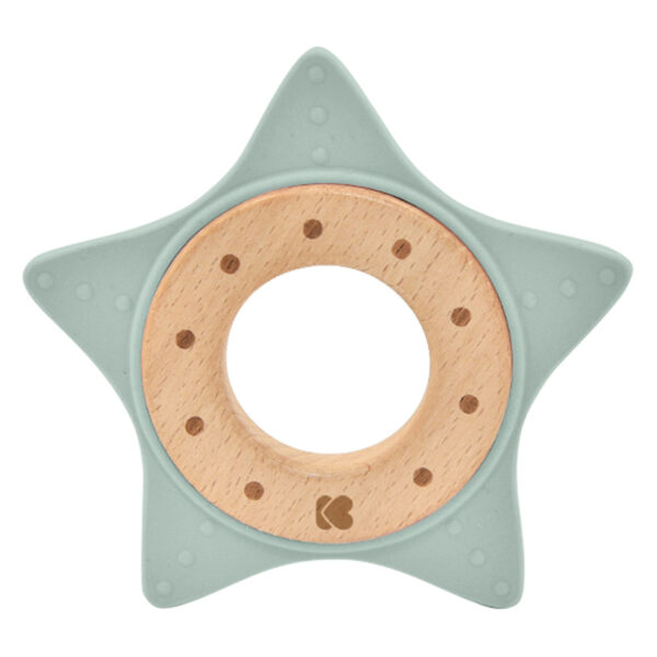 Μασητικό απο Σιλικόνη και Ξύλο Kikkaboo Star Mint 0m+