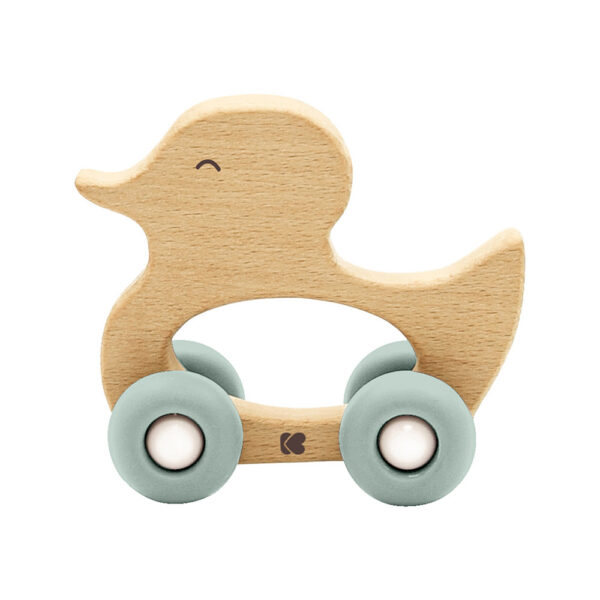 Μασητικό απο Σιλικόνη και Ξύλο Kikkaboo Duck Mint 12m+