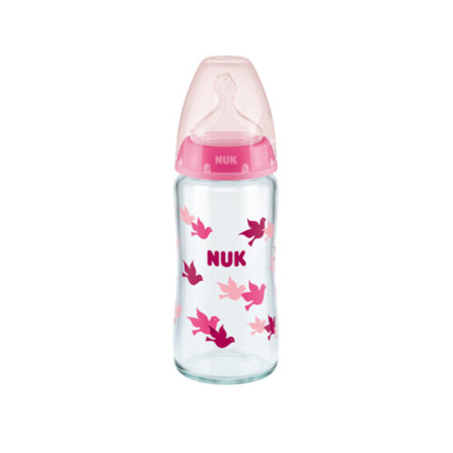 Μπιμπερό Nuk First Choice με Ένδειξη Θερμοκρασίας Θηλή Σιλικόνης 240ml 0-6m  Ροζ | Mother Baby