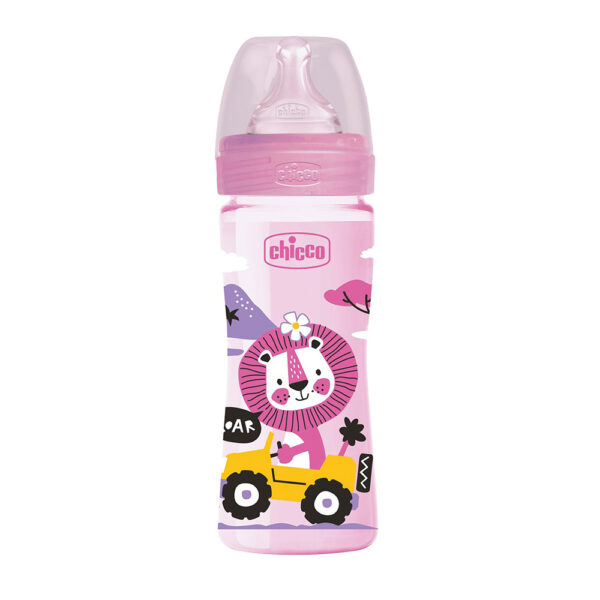 Μπιμπερό Πλαστικό Chicco Well Being Ροζ Θηλή Σιλικόνης Μέτρια Ροή 2m+