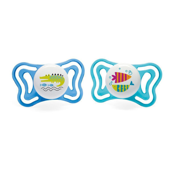 Πιπίλα Chicco Physio Light Σιέλ Ψαράκια Κροκόδειλος 16-36μηνών (2τεμ.)