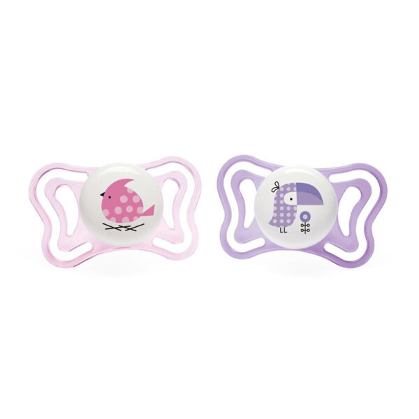 Πιπίλα Chicco Physio Light Ροζ Πουλάκι και Πελεκάνος Μωβ 2-6 μηνών (2τεμ.)