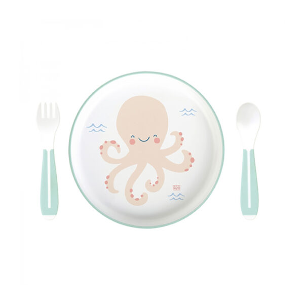 Σετ Φαγητού Saro Octopus Mint 3 τεμ. 6m+