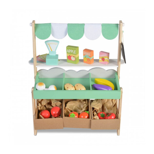 Ξύλινο Παιχνίδι Moni Toys 4425 Μανάβικο Supemarket με Προϊόντα 37τεμ. 36m+
