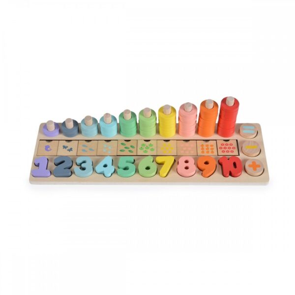 Ξύλινο Παιχνίδι Moni Toys 2052 Αριθμητήριο Stack and Count Learning Set 89τεμ. 36m+