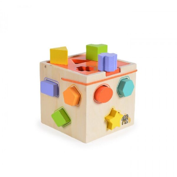 Ξύλινος Κύβος Ταξινόμισης Moni Toys 015 Shape Sorting Cube 13τεμ. 18m+